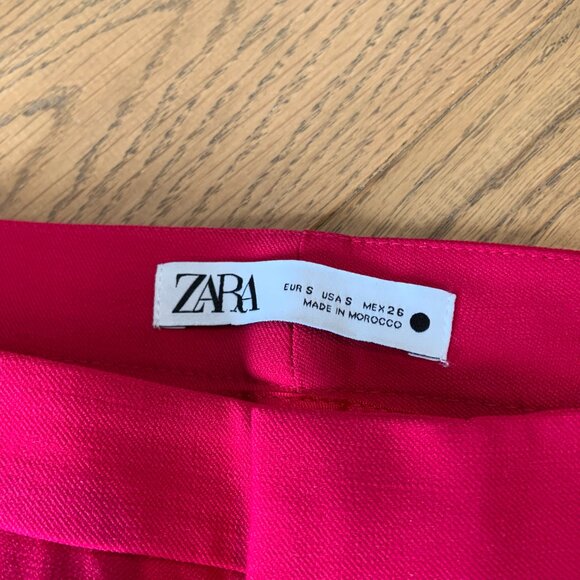 Zara Low Rise Flare Dressy Pants Trousers Pockets Fuchsia Pink Size S - Picture 9 of 15
